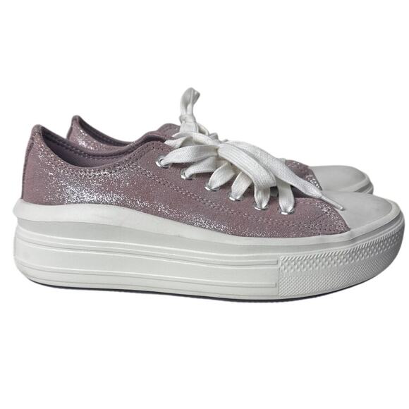 Converse Chuck Taylor All Star Lift Low Top Sneakers Pink Glitter 7.5 Platform - Picture 2 of 8
